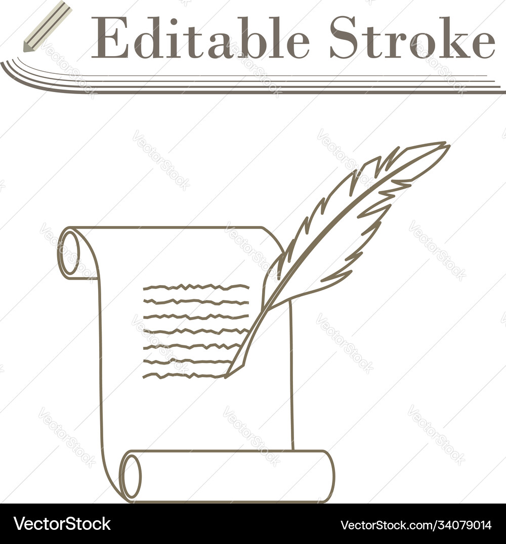 Feather and scroll icon Feather and scroll icon vector image