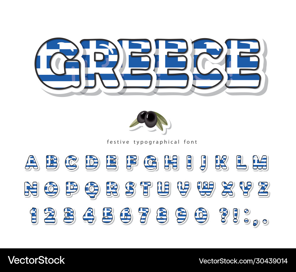Greek Flag Cartoon Font Vector Image
