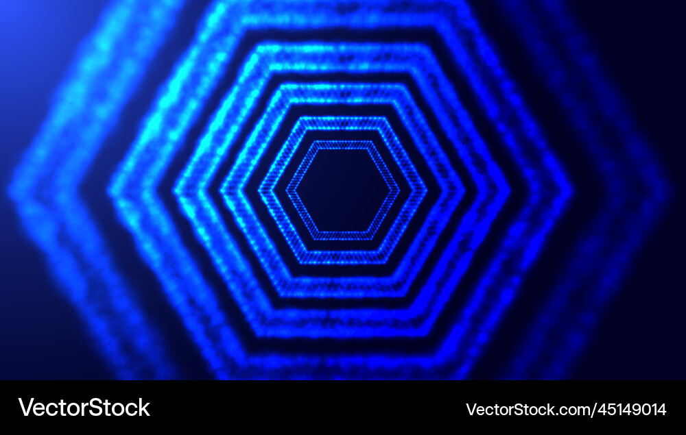 Hexagonal tunnel with depth of field abstract vector image