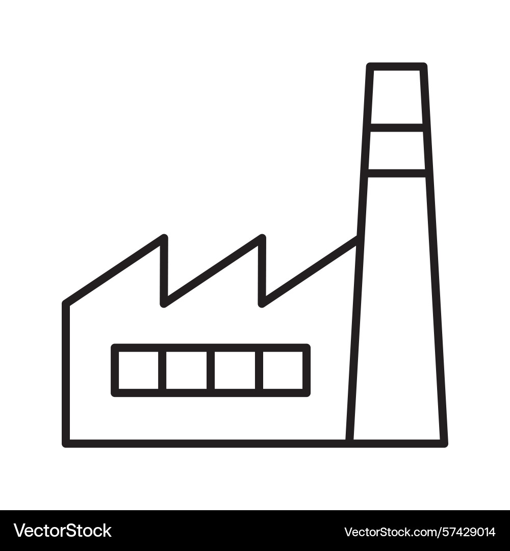 Simple line icon of a factory building vector image