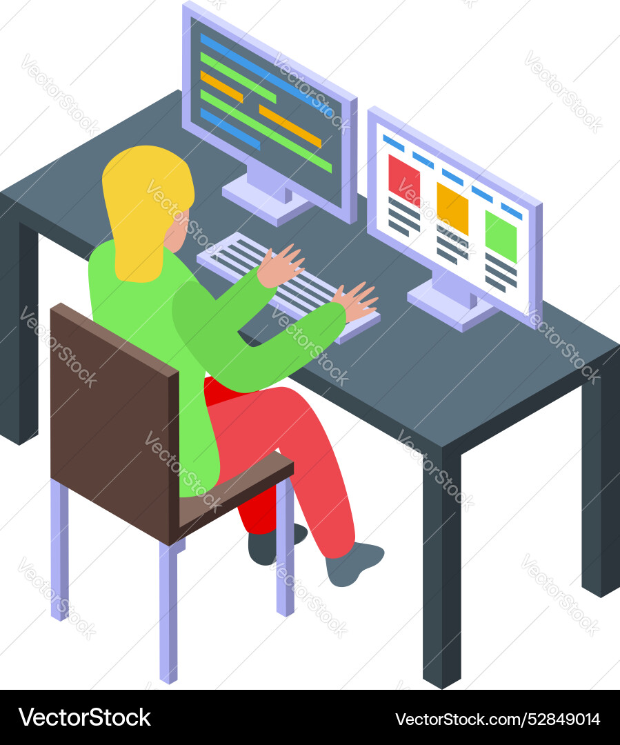 Web-Entwickler arbeiten auf Computer mit Code Web-Entwickler arbeiten auf Computer mit Code Vektorbild