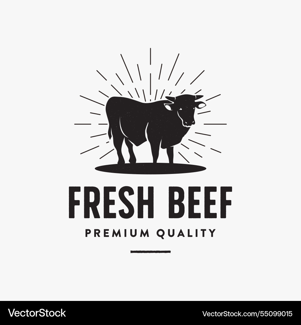 Cow beef label badge logo on white background Vector Image