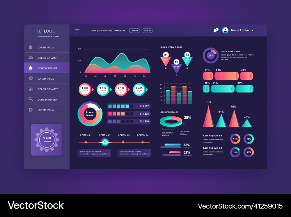 Dashboard ui admin panel design template Dashboard ui admin panel design template vector image