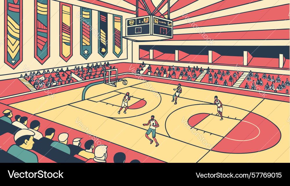 Intense basketball game with dynamic motion lines vector image