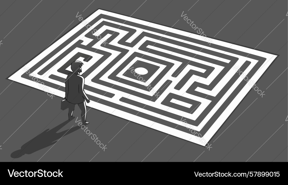 Isometric maze with person navigating complex Vector Image