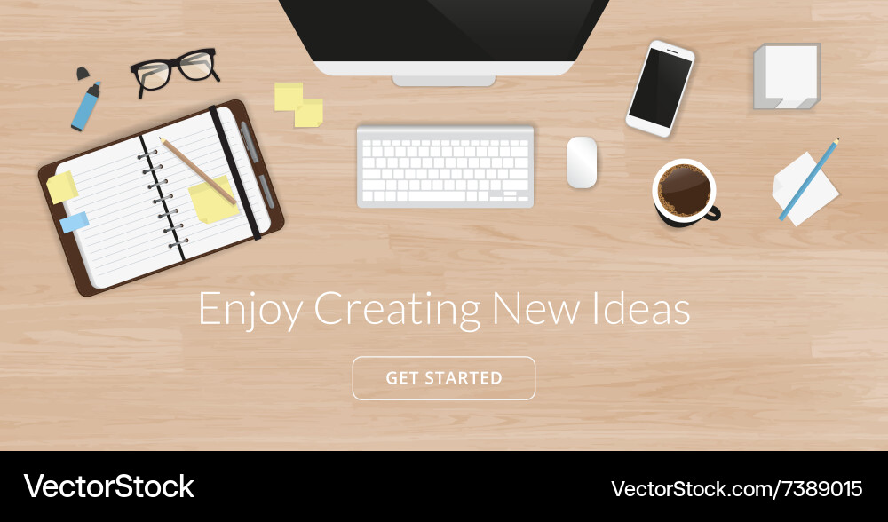 Modern Workspace Setup - Top View Vector Image