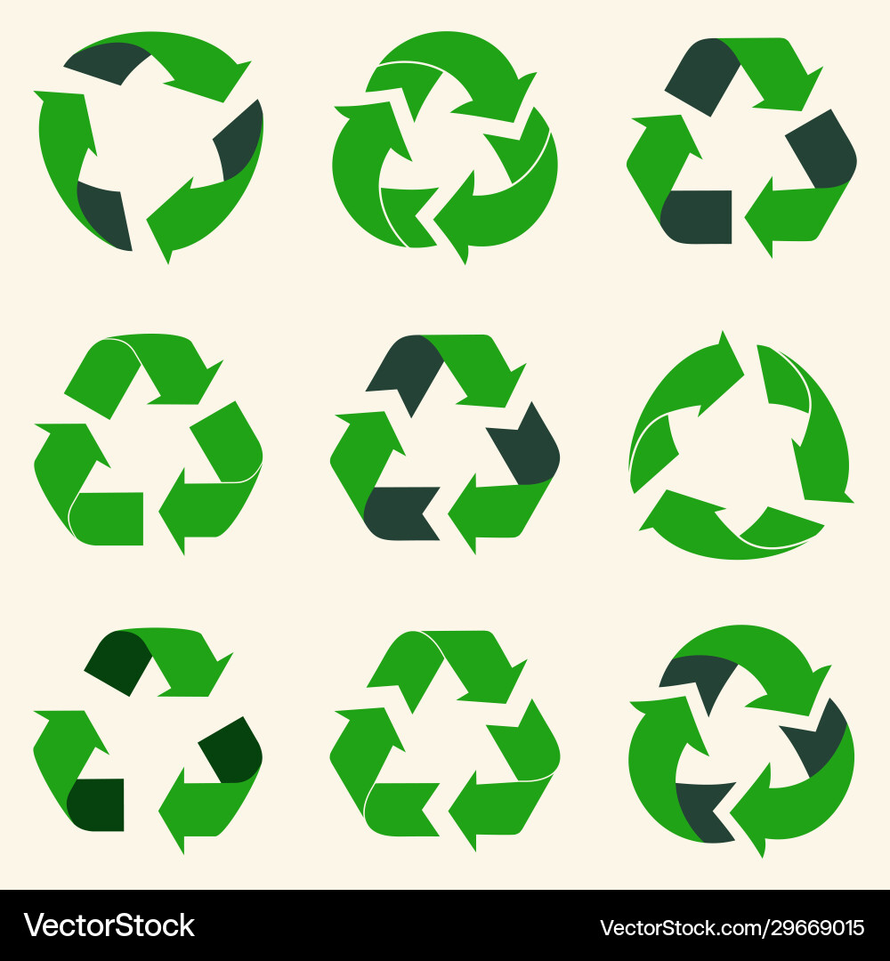 Recycle & Reuse Arrows - Ecology Icons Set Vector Image
