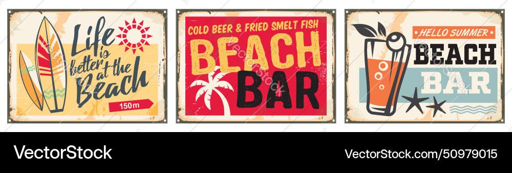 Retro Beach Bar Sign Set vector image