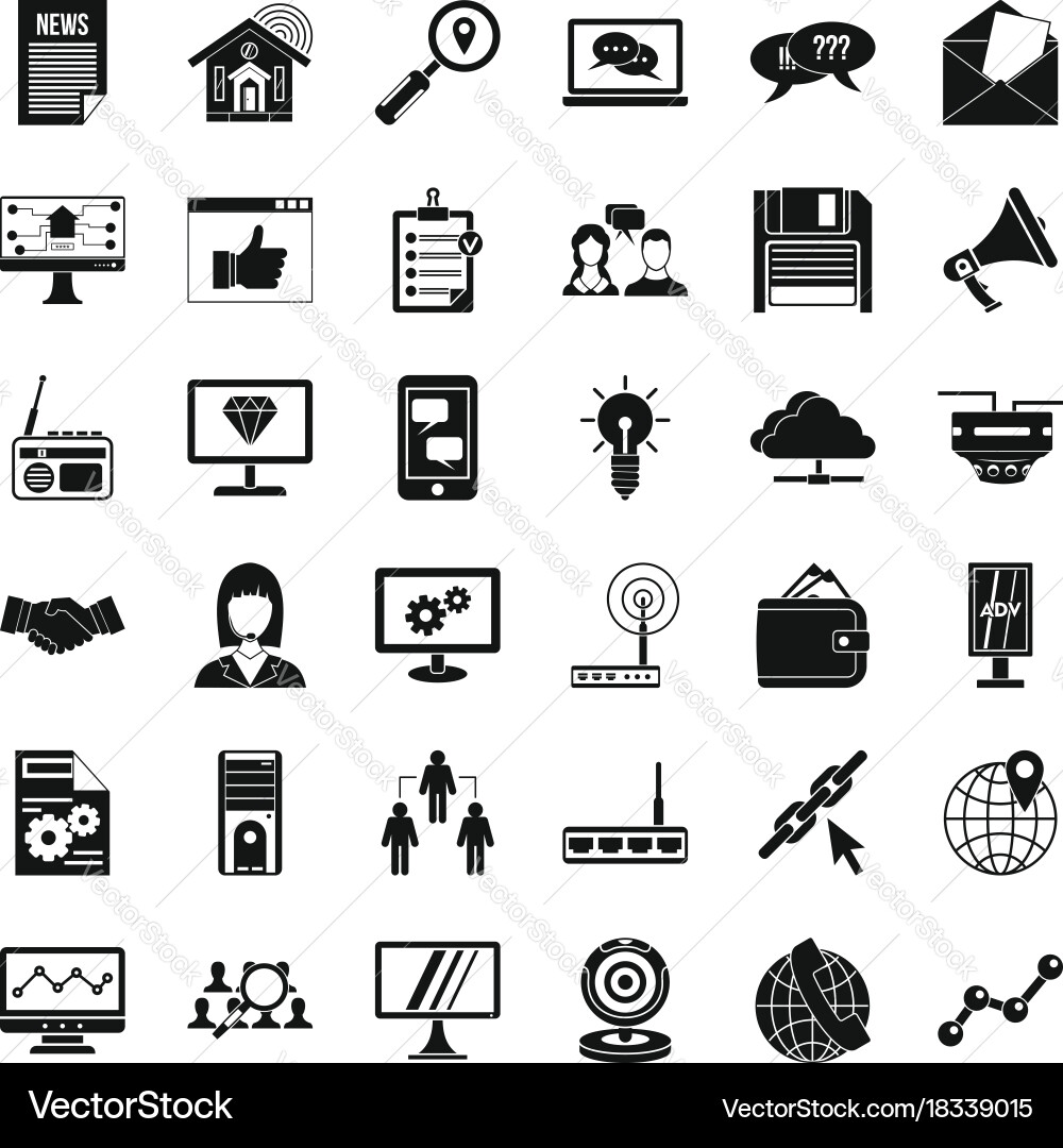 Support icons set simple style Vector Image