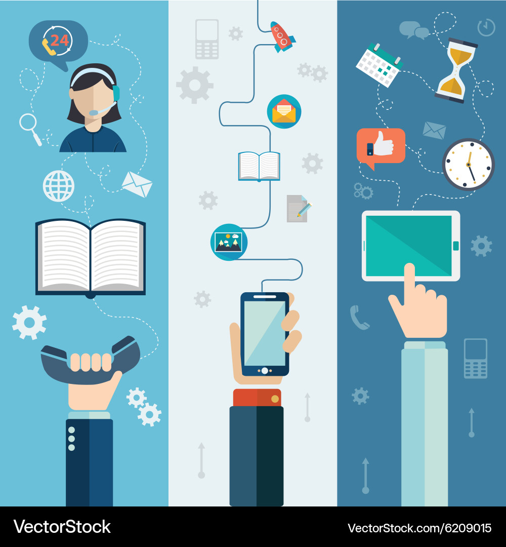 Technical support call center and service flat Vector Image