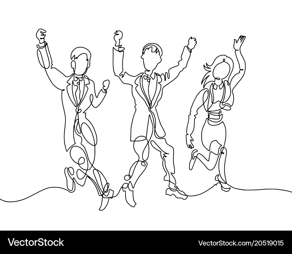 Three Runners - Joyful Line Art Vector Image