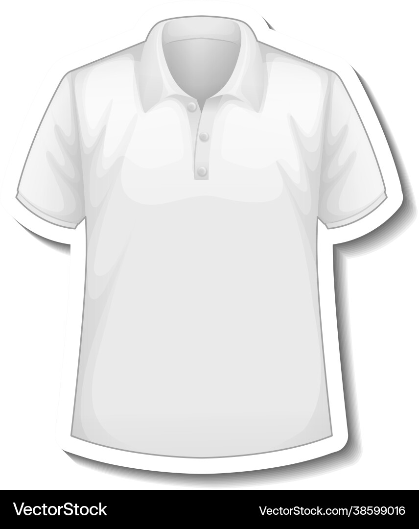 A sticker template with front white polo shirt vector image