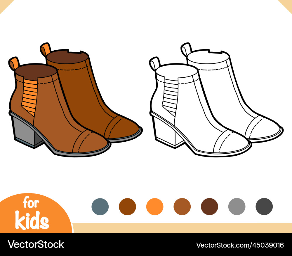 Coloring book cartoon shoe collection chelsea Coloring book cartoon shoe collection chelsea vector image
