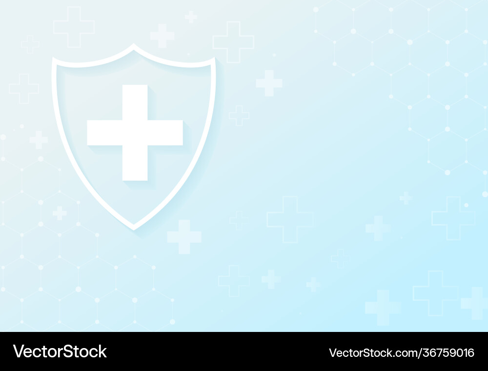 Healthcare medical shield on light blue vector image