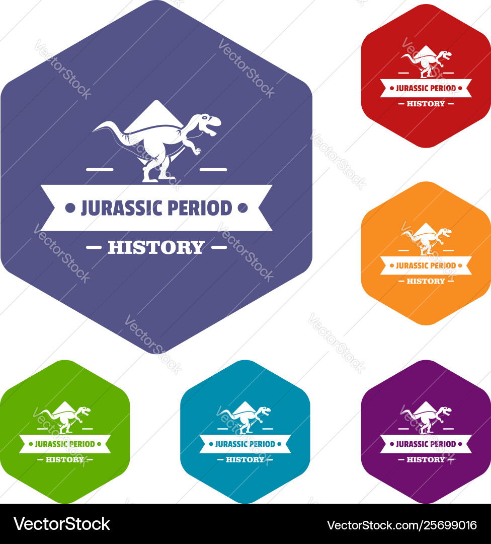 Jurassic History Icons Hexahedron Jurassic History Icons Hexahedron vektorbild