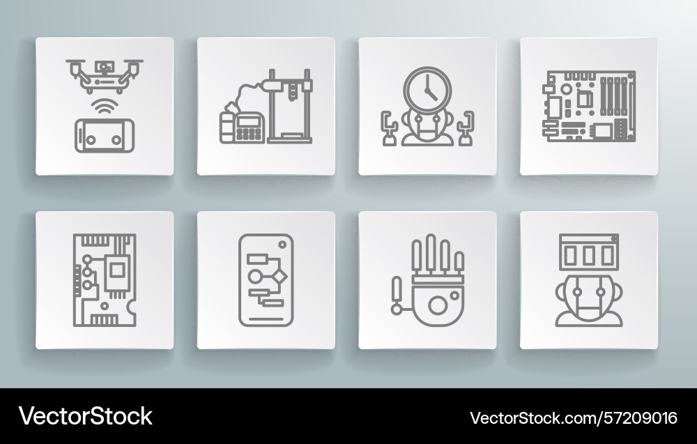 Set line electronic computer components Set line electronic computer components Vector Image