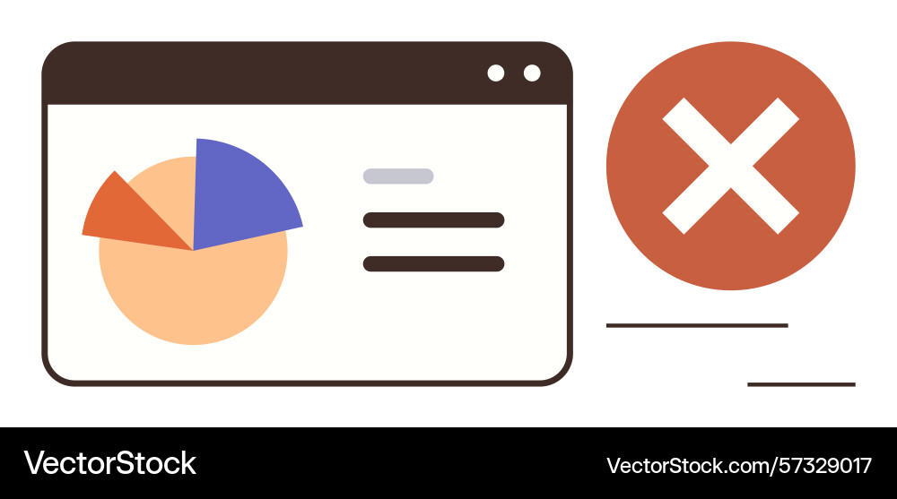 Data chart screen with error symbol representing Data chart screen with error symbol representing vector image