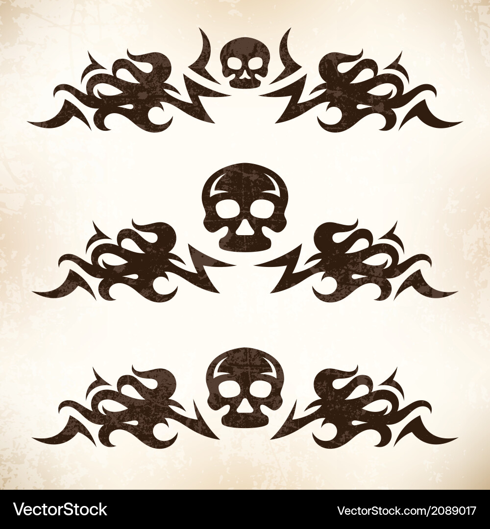Design elements with flame and skull vector image