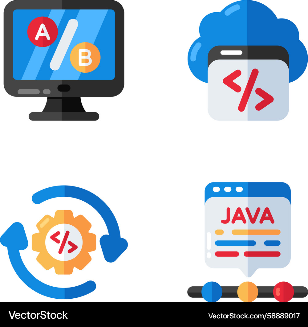 Flat Icon Set - Web & Development Vector Image