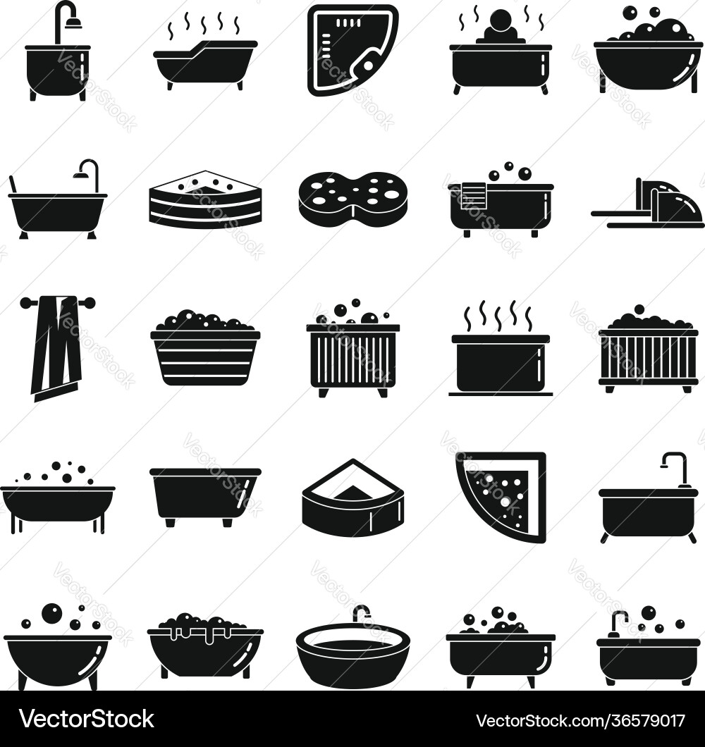 Jacuzzi icons set simple style Jacuzzi icons set simple style vector image