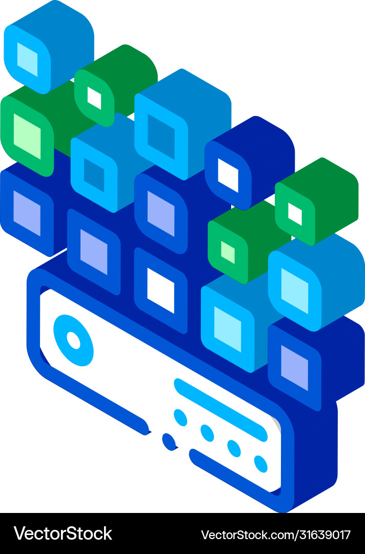 Networking artificial big data center isometric Networking artificial big data center isometric vector image