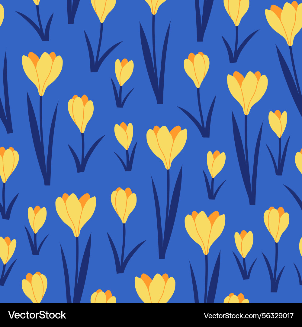 Seamless pattern with crocuses vector image