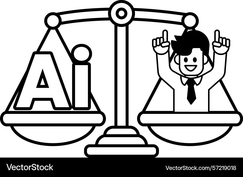 A man is standing on scale with the letters ai Vector Image