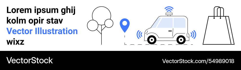 Autonomous delivery vehicle navigating to drop-off vector image