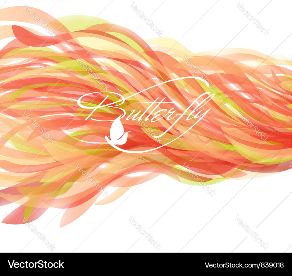 Colorful Wave Scroll with Butterfly Vector Image