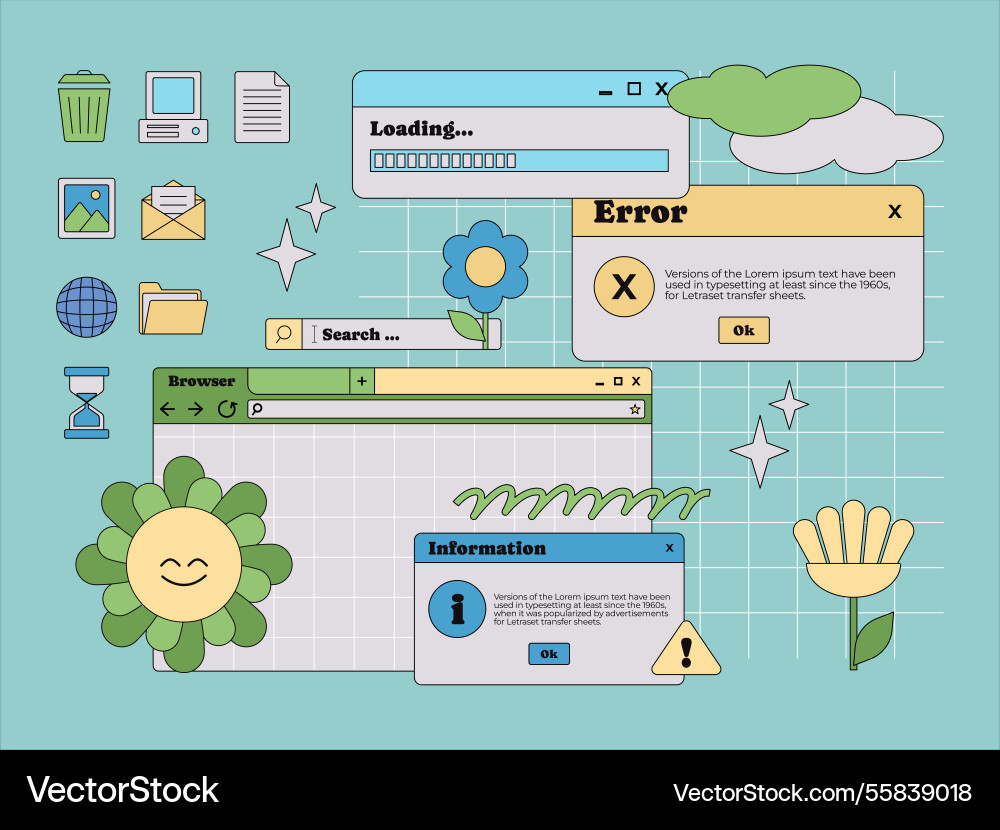 Computer gui component user interface notification Computer gui component user interface notification Vector Image