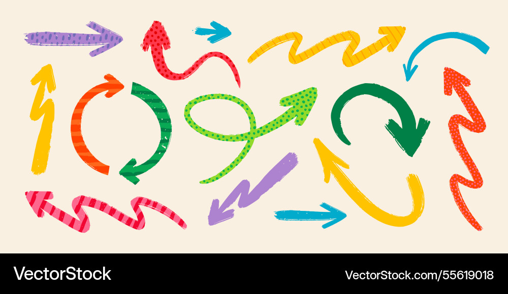Hand drawn arrows with various patterns Hand drawn arrows with various patterns vector image