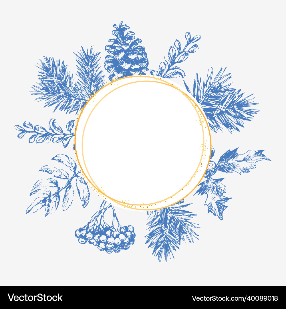 Hand drawn christmas and new year invitation card Hand drawn christmas and new year invitation card Vector Image