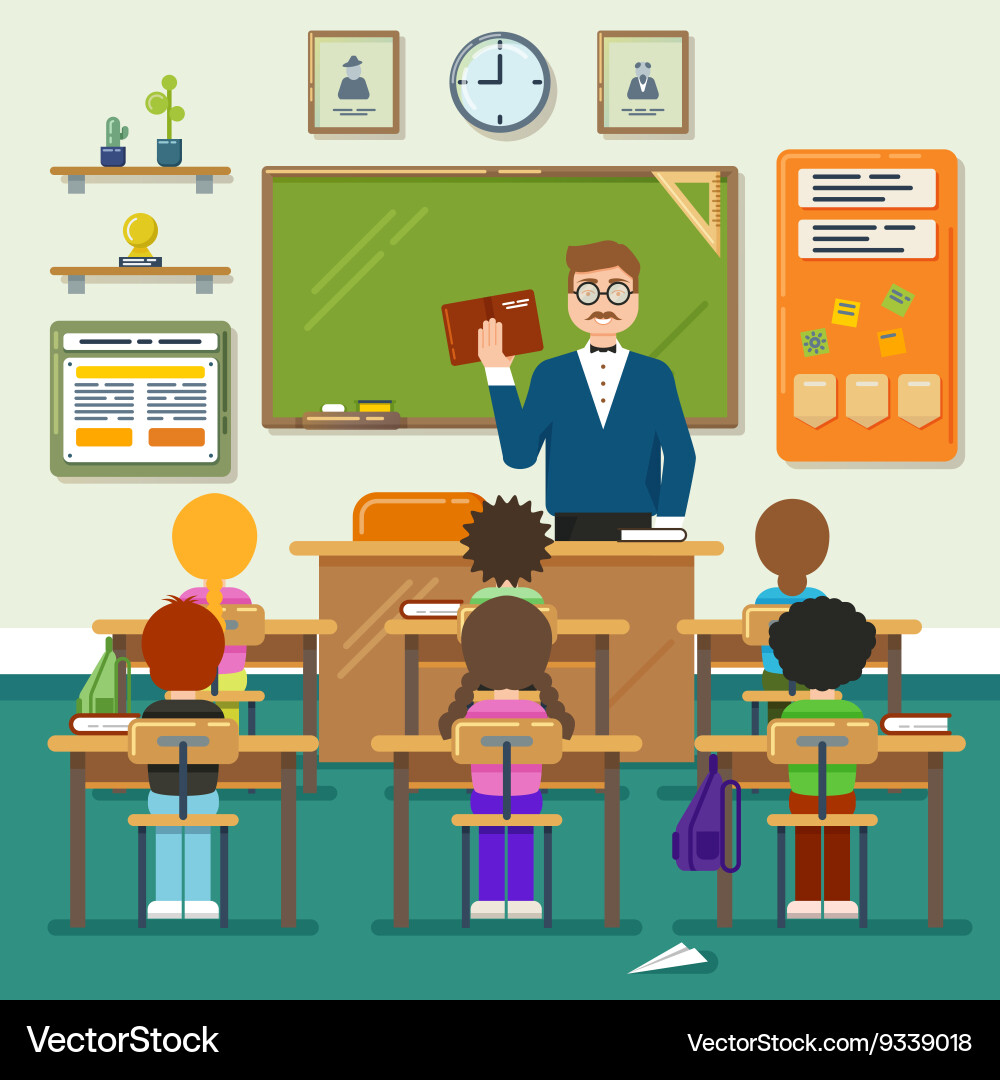 School Classroom Scene Royalty Free Vector Image