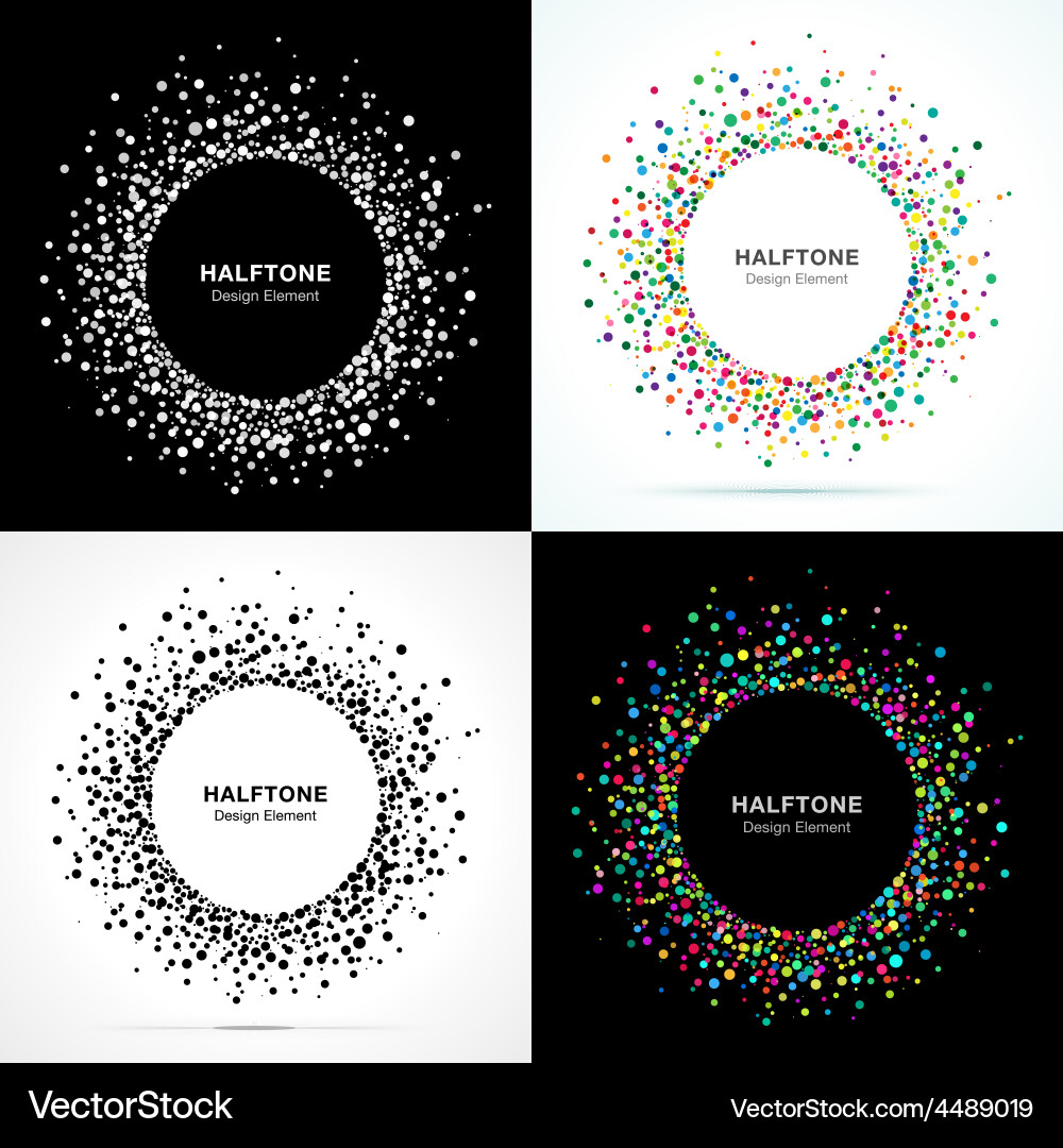 Abstract Halftone Circle Frames vector image