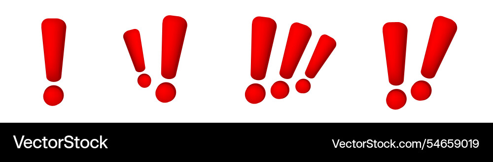 Bold red exclamation marks in a row vector image