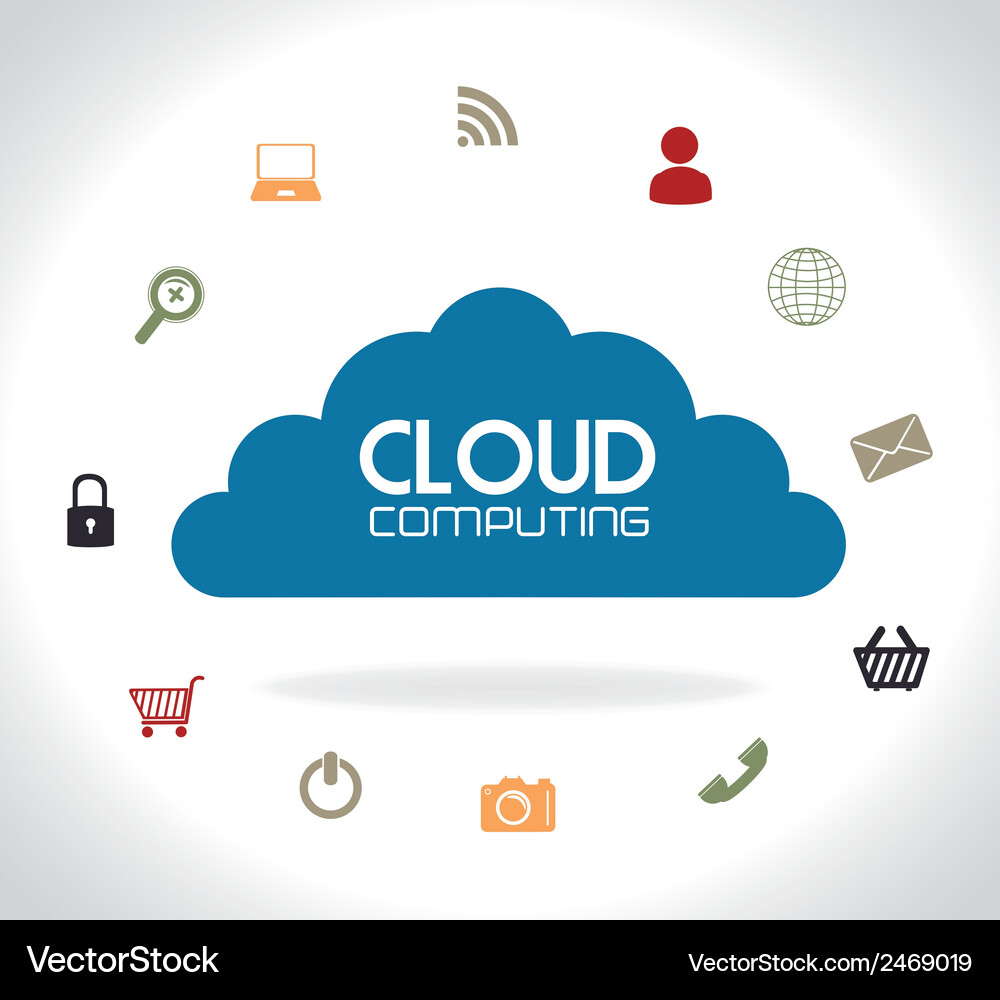 Cloud computing over gray background Vector Image