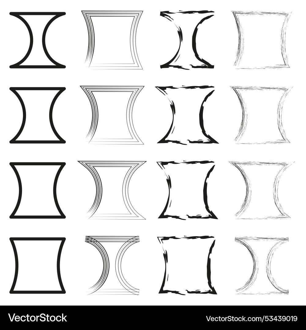 Curved frames set distorted border designs Vector Image