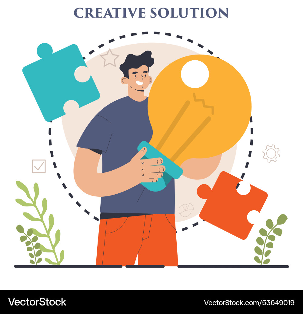 Finding a solution generation of creative idea vector image
