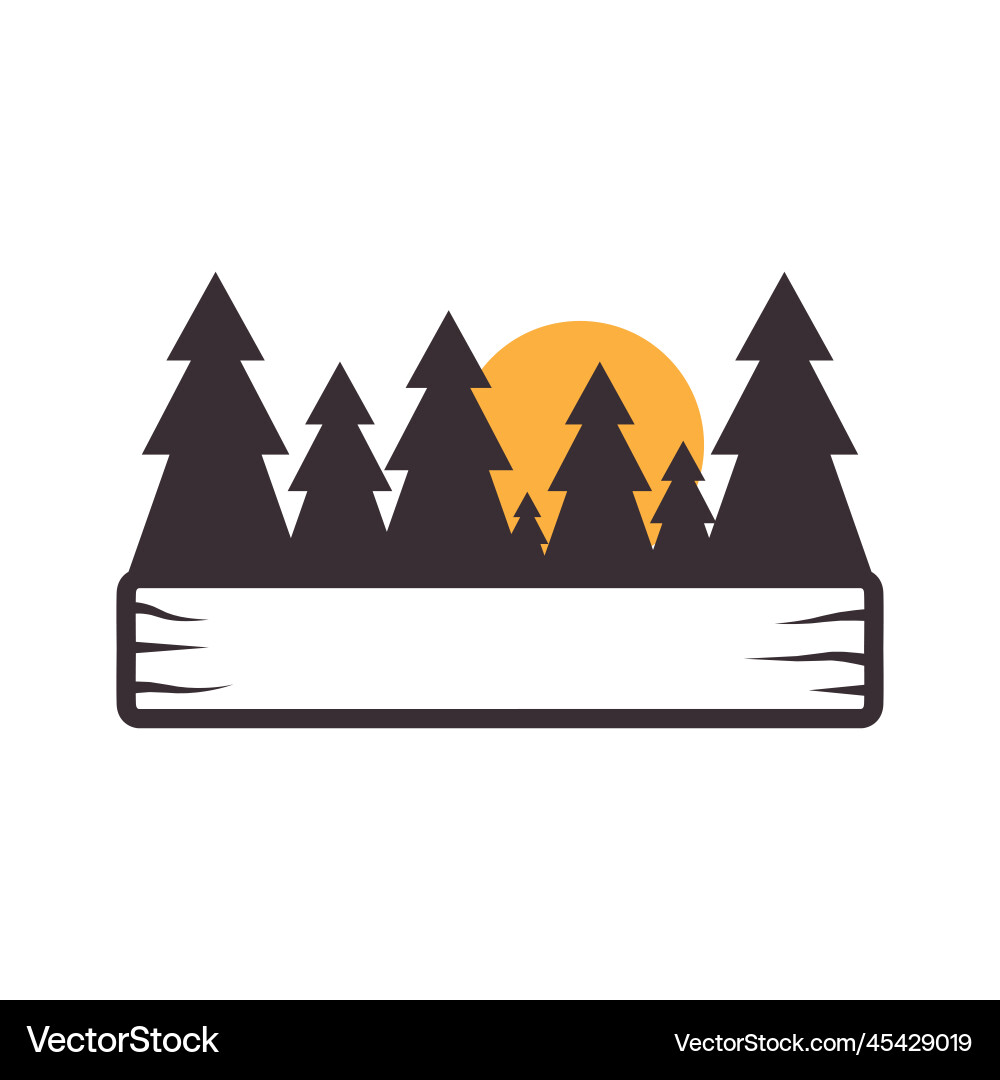 Forest sunset icon logo Royalty Free Vector Image