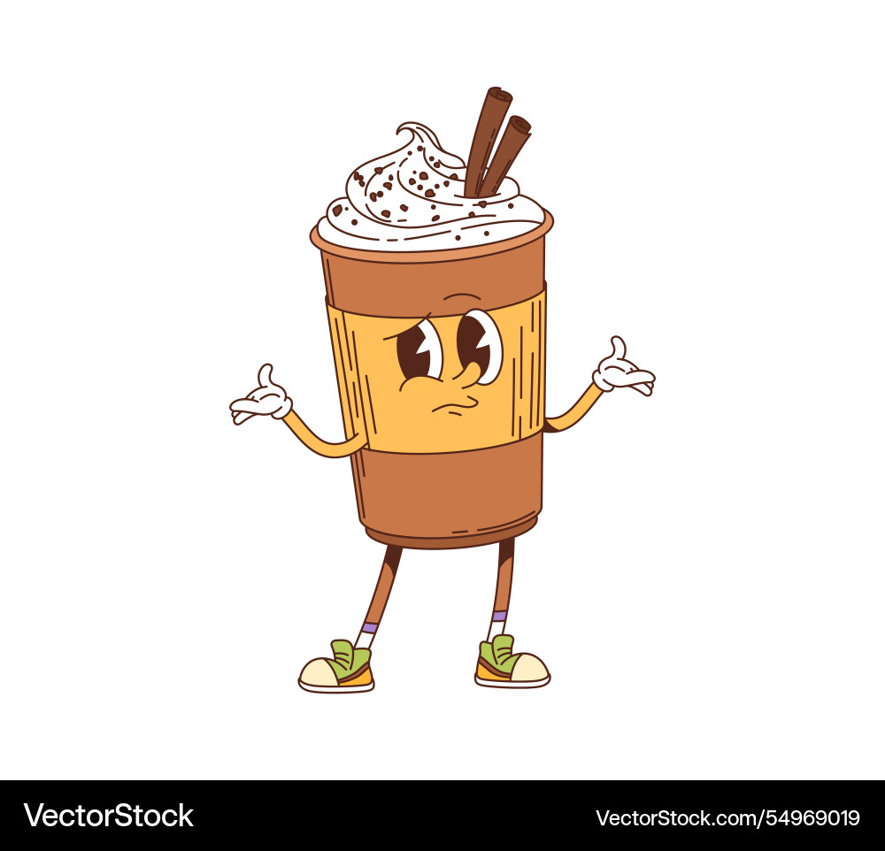 Groovy fast food milkshake drink dessert character Groovy fast food milkshake drink dessert character vector image