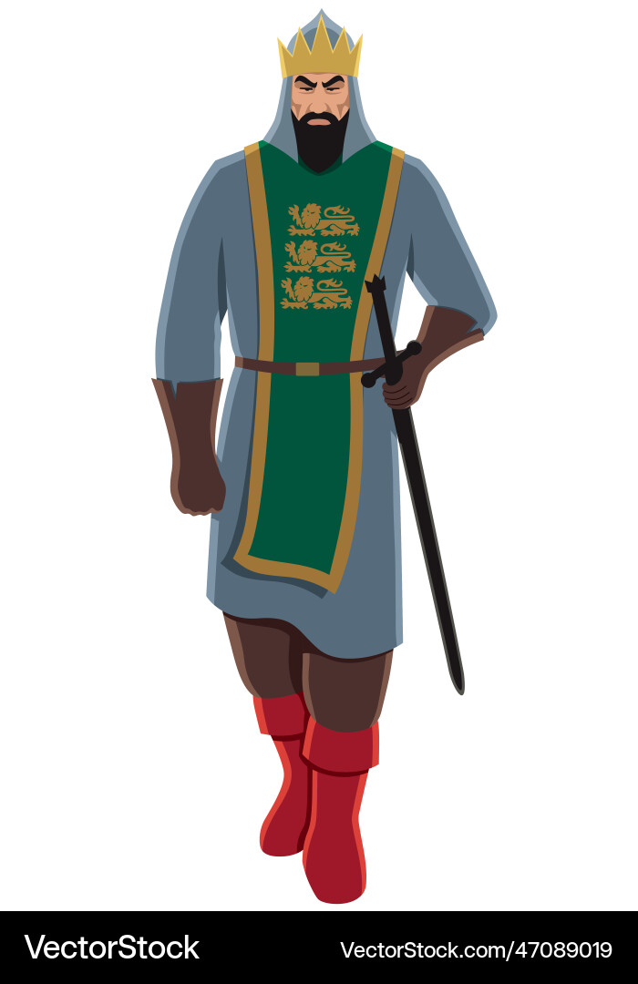 Medieval King on White Background Vector Image
