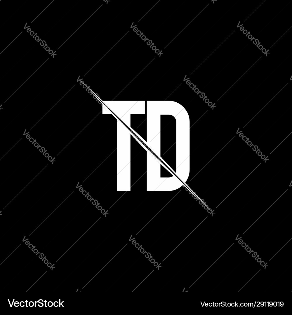 Td logo monogram with slash style design template Vector Image