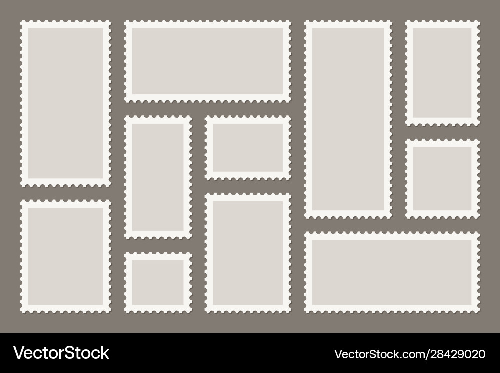 Blank postage stamps collection sticky paper Blank postage stamps collection sticky paper vector image