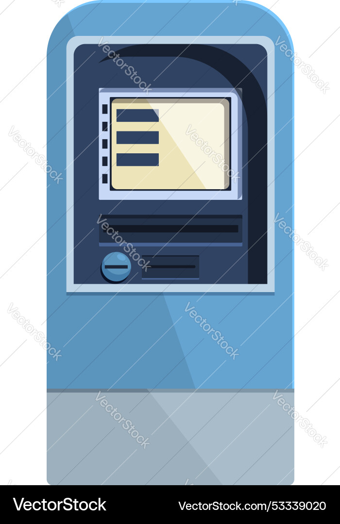 Blue atm machine displaying processing screen Blue atm machine displaying processing screen vector image