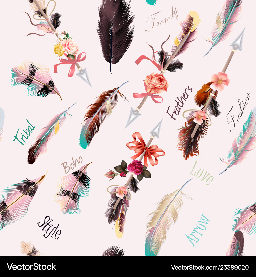 Bohemian Feather Pattern vector image