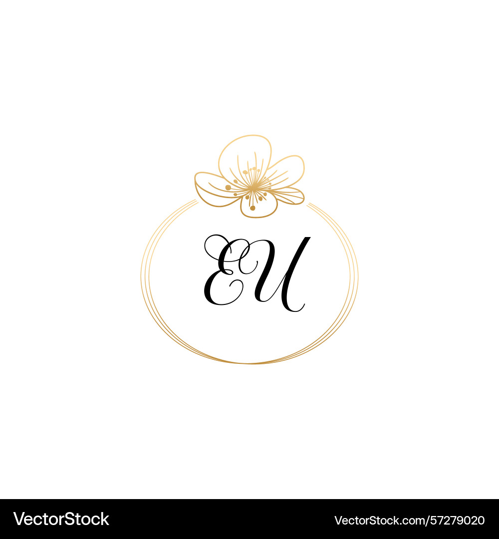 Botanical monogram logos with initial eu Botanical monogram logos with initial eu vector image