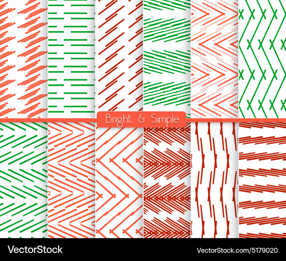 Bright and simple red green pattern set Vector Image