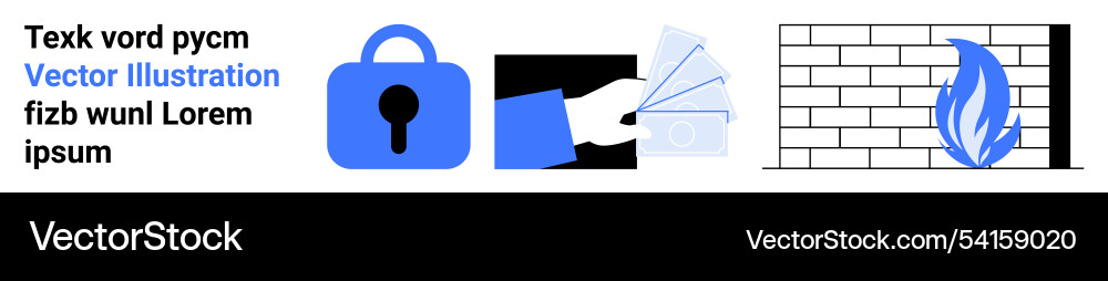 Cybersecurity elements representing lock firewall Vector Image