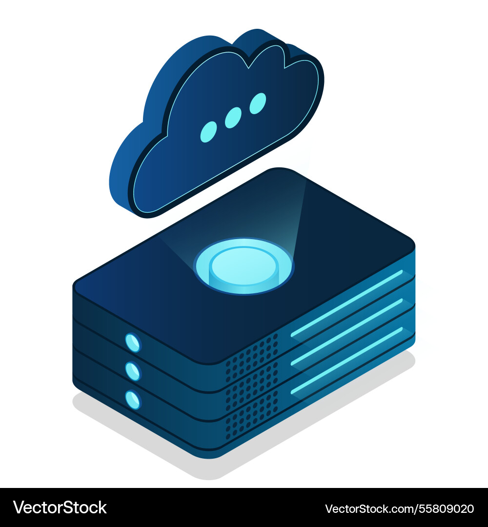 Isometric cloud database computing and file Isometric cloud database computing and file vector image
