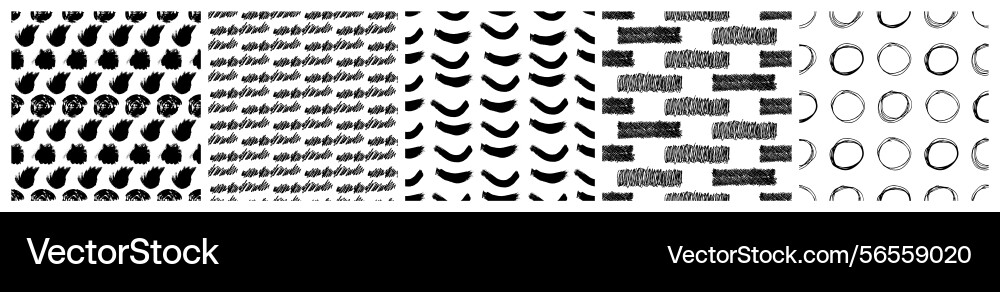 Set of seamless patterns with scribble smears Set of seamless patterns with scribble smears vector image